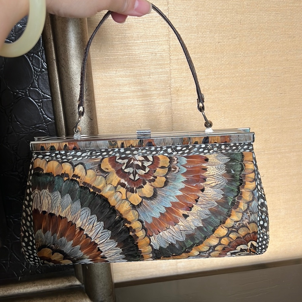 Peacock and pheasant feathers clutch